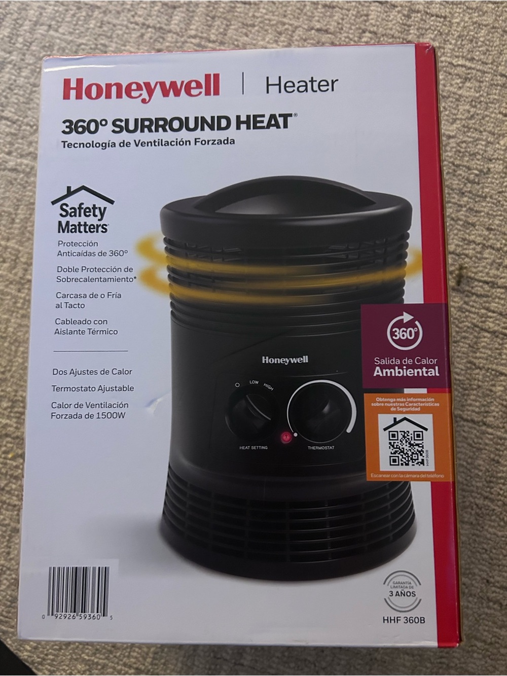 Honeywell Black 360° Surround Heater - Portable Ceramic Fan Heater
